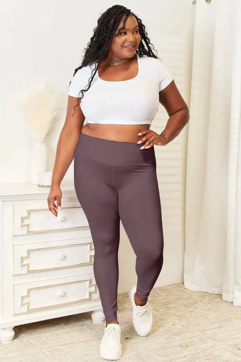 Double Take Wide Waistband Sports Leggings for Comfort - Love Salve
